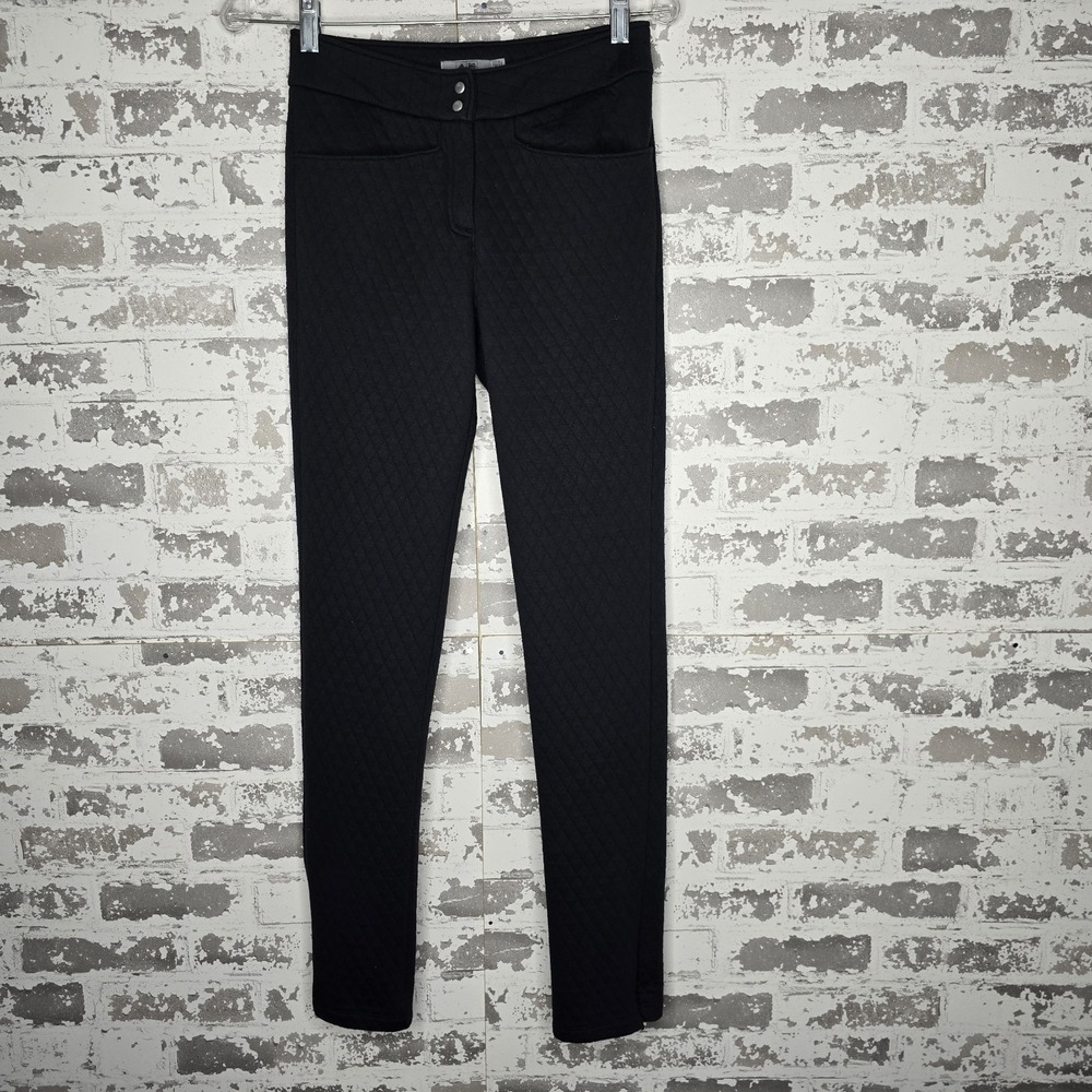 Adidas Pants Womens Size 0 Black Quilted Cotton Blend Slim‎ Fit Zipper Ankles